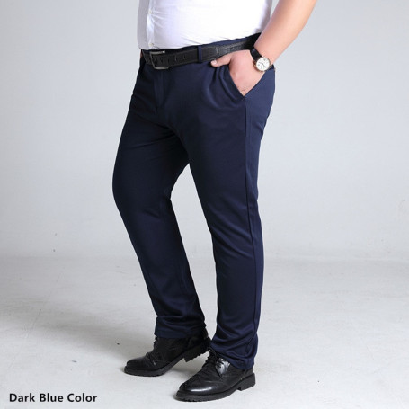 Plus Size Men's Trousers Work Pants Grey Black Dark Blue Elastic Straight Business Male Big 44 46 48 50 52 140KG Office Clothing