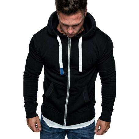 Men's Pullover Hoodie Sweatshirt Casual Cotton Zipper Top Plain Hoody Fleece Jacket Streetwear Male Hoodies Sweatshirts