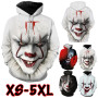 Hot Funny IT Clown 3D Printed Hooded Sweatshirts Unisex Long Sleeve Pullover Hoodies Casual Streetwear Couples Sweaters Outwear