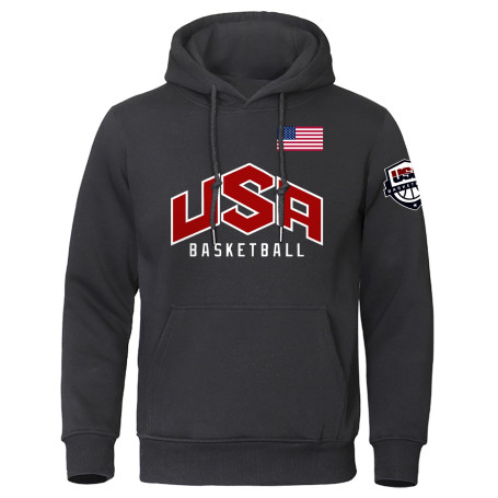 USA Basketballer Printed Hoodie Men's Oversized Fleece Sweatshirts