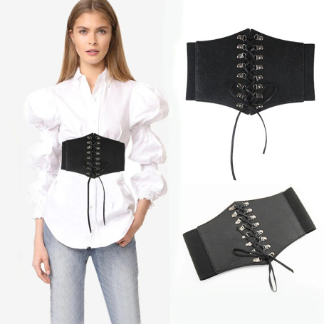New Corset wide Belt Pu Leather Slimming Body Belts for Women Elastic High Waist Belt