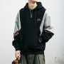 Korean Fashion High Quality Fleece Patchwork Hoodie Men Clothing Harajuku Japanese Streetwear Hip Hop Sweatshirt