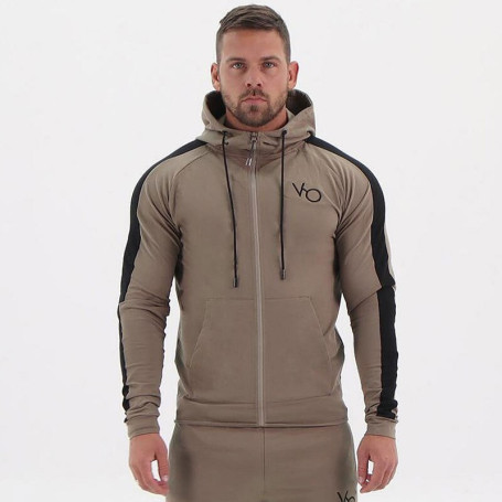 Men's Gym Muscle Fitness Sports Hoodies Casual Coat Running Training Jacket Jogging Sweatshirt Workout Zipper Hooded Male