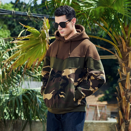Men's Hoodies Patchwork Pullover  Sports Soft Fleece Hooded Sweatshirts Pocket Sportwear Tops Men Clothing