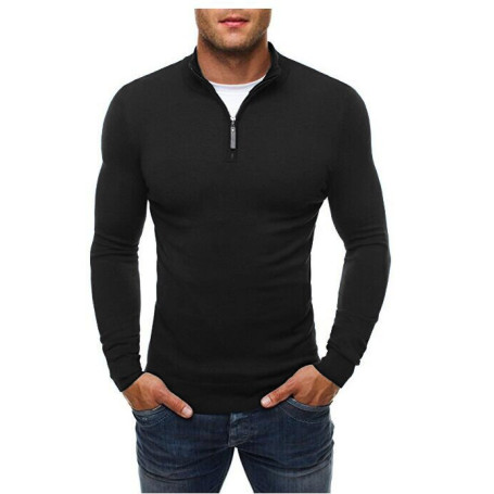 Brand New Men's Sweatshirts Leisure Zipper Fashion Solid Color Pullover for Male High-collar Sweater Sweatshirt