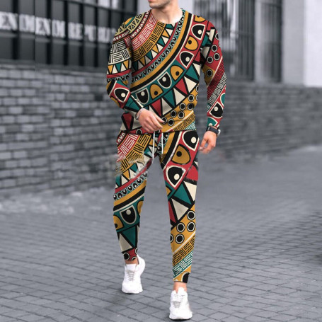 Men's Set Tracksuit Long Sleeve Oversized T-Shirt Casual Jogging Suit