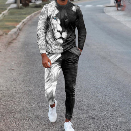 Men's Set Long-Sleeve T-shirt + Sports Tracksuit Plus Size