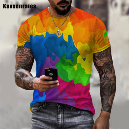 Men's/Women's Rainbow Paint Splatter Print T-Shirt