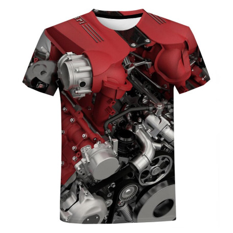 Car Engine 3D Printed T-Shirt Men's/Women's Casual Short Sleeve