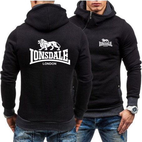 Lonsdale Print High Quality Fleece Fashion Men's Zipper Hoodie