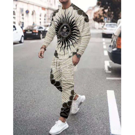 Men's Set Long-Sleeve T-Shirt Suit Sportswear and Trouser