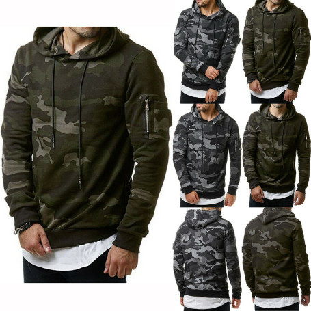 Men's Fleece Hoodie Camouflage Sweatshirt Pullover