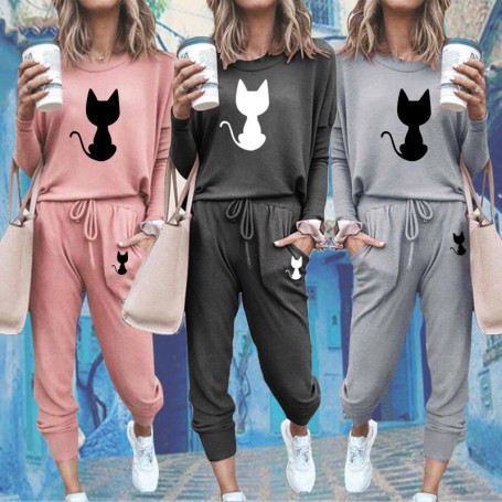 Women's Casual Tracksuit Set Sports Sweatshirt Pullover Sweatpants