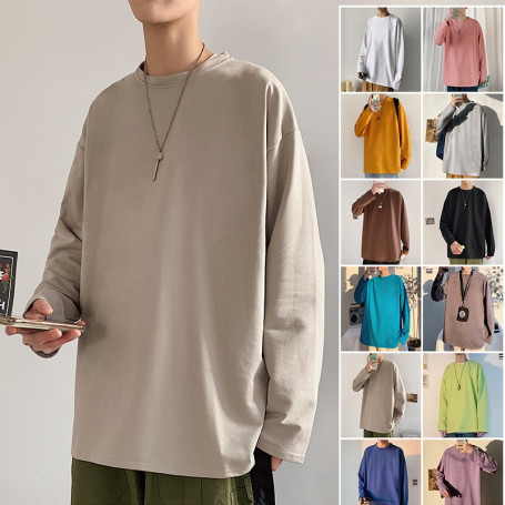 Spring Autumn Long Sleeve T-shirts Men O-Neck Collar Long T Shirts Men Fashion Casual Comfortable Long T-Shirts Men