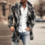 Retro Graphic Print Men's Wool Jackets Leisure Long Sleeve Turn-down Collar Buttoned Coats Fall Men Fashion Outerwear