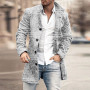 Retro Graphic Print Men's Wool Jackets Leisure Long Sleeve Turn-down Collar Buttoned Coats Fall Men Fashion Outerwear