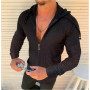 New Fashion Beach sunscreen Long sleeved Hoodie Zipper T-shirt Men clothing Solid color Casual Plaid S-5XL