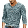 Men's Clothing Fashion T-shirt Oversized Undershirts Men Casual T Shirts Long Sleeve Print Tops V neck Slim Tees Shirt