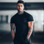 Gyms T-shirt Men Short sleeve Cotton T-shirt Casual Slim t shirt Male Fitness Bodybuilding Workout Tee Tops  clothing