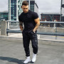 Gyms T-shirt Men Short sleeve Cotton T-shirt Casual Slim t shirt Male Fitness Bodybuilding Workout Tee Tops  clothing