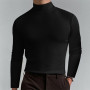 Men's Casual Slim Fit Bottoming Shirt Fashion Turtleneck Long Sleeves T-Shirt Male Sports Stretch Tops Solid Color Tees