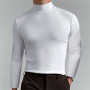 Men's Casual Slim Fit Bottoming Shirt Fashion Turtleneck Long Sleeves T-Shirt Male Sports Stretch Tops Solid Color Tees