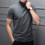 Men's Half Turtleneck Silk Short Sleeve T-Shirt Street Fashion