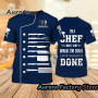 Men's Chef T-Shirt Fashion Short Sleeve Kitchenware Pattern