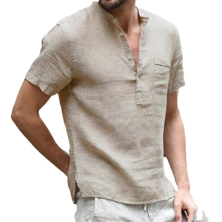 Men's Short-Sleeve T-Shirt Cotton and Linen Led Casual Breathable S-3XL