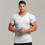 Men's V-Neck Short Sleeve T-Shirt Knitted Gym Clothing