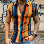 Plus Size 3XL Men's Elegant Shirt Stripes Short Sleeve Casual Clothing