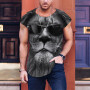 Men's T-Shirt Animation Cool Tee Street Vintage Lion Print Tops Harajuku Shirt Casual Male Clothing Short Sleeve Pullover