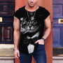 Men's T-Shirt Animation Cool Tee Street Vintage Lion Print Tops Harajuku Shirt Casual Male Clothing Short Sleeve Pullover