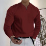 men's Casual Long Sleeve T-Shirts For Men Fashion Solid Color V-Neck Pullover Tops Men Shirts