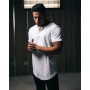 Men's fitness t shirt men extend long tshirt gym short sleeve t-shirt cotton bodybuilding Slim tops tee