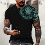 Men's T-Shirts Vintage Totem Print 3d Tee Oversized Male Shirt Street T-shirt Hip Hop Loose Tops Casual O-neck Clothing