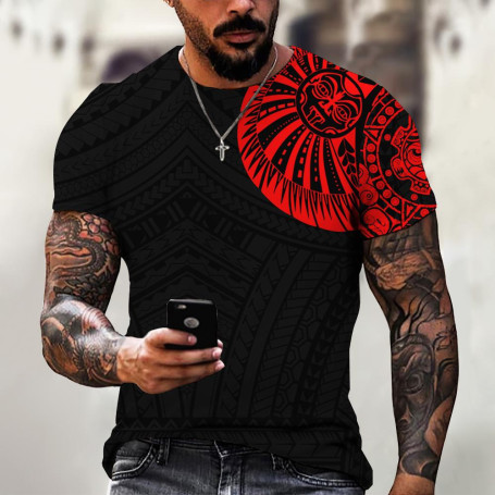 Men's T-Shirts Vintage Totem Print 3d Tee Oversized Male Shirt Street T-shirt Hip Hop Loose Tops Casual O-neck Clothing