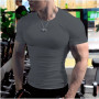 Men's Short Sleeve Fitness T Shirt Running Sport Gym Muscle T-shirts Oversized Workout Casual High Quality Tops Clothing