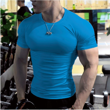 Men's Short Sleeve Fitness T Shirt Running Sport Gym Muscle T-shirts Oversized Workout Casual High Quality Tops Clothing