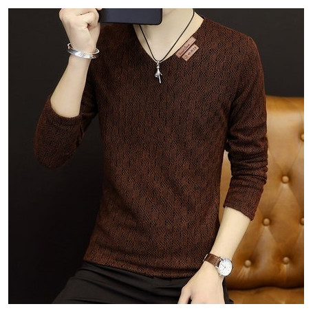 Men's Sexy Hollow Out Hole T shirt Male Breathable Slim Fit Solid V-Neck Long Sleeve T shirts Tops Plus Size 6XL