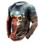 Men's 3D Print Cotton Pullover Casual Crew Neck Long Sleeve T-shirts Loose Tops Blouse Men Clothing
