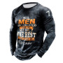 Men's 3D Print Cotton Pullover Casual Crew Neck Long Sleeve T-shirts Loose Tops Blouse Men Clothing