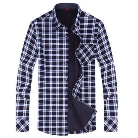 Thick Velvet Dress Shirt For Men Casual Long Sleeve Warm Fleece Lining Shirts Fashion Soft Flannel L-5XL