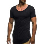 Men Fashion Patchwork T Shirt Short Sleeve Solid Men's T-shirt Casual Top Tee Shirts Men's Fitness Slim camiseta MY071