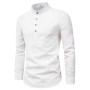 Men's Clothing Long Sleeve Business Shirt Top Stand Collar Formal Casual t Shirts Solid Blouses Breathable Work Top