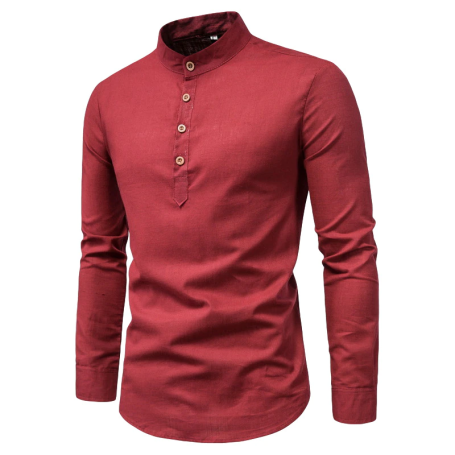 Men's Clothing Long Sleeve Business Shirt Top Stand Collar Formal Casual t Shirts Solid Blouses Breathable Work Top