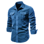New Single Breasted 100% Cotton Men's Shirt Business Casual Fashion Solid Color Corduroy Men Shirts