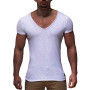 Casual T Shirt Men Thin Style Short Sleeve Men's T-shirts Fashion V-neck Slim Fit Solid Color Tops Tees Shirt Man MY070