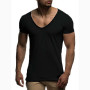 Casual T Shirt Men Thin Style Short Sleeve Men's T-shirts Fashion V-neck Slim Fit Solid Color Tops Tees Shirt Man MY070