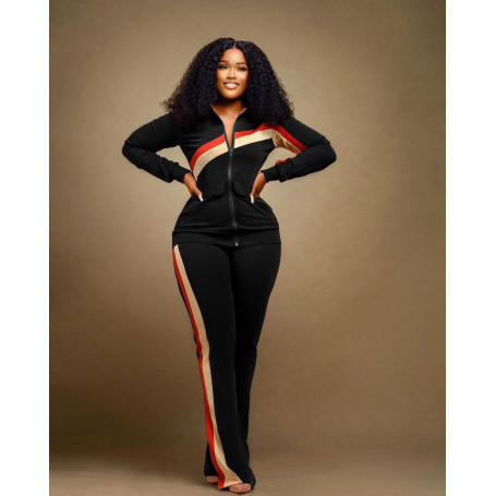 Fashion Print Two Piece Set Women Casual Sports Style Zipper Top Sweatpants Two Piece Set Women